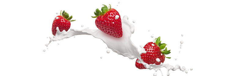 Erdbeeren in Milch